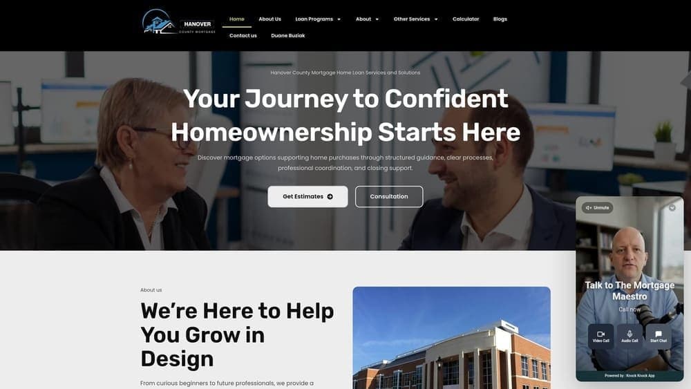 Screenshot of Hanover Mortgage website